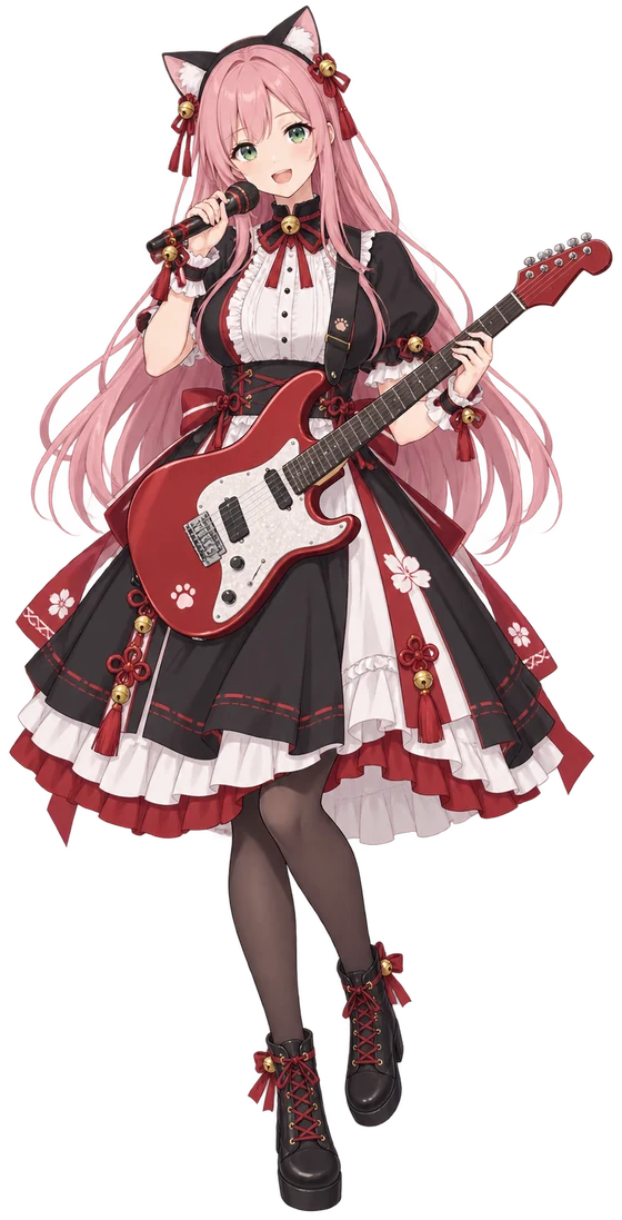 ミイの音楽活動用の衣装イラスト（Neko Miko Dolls）