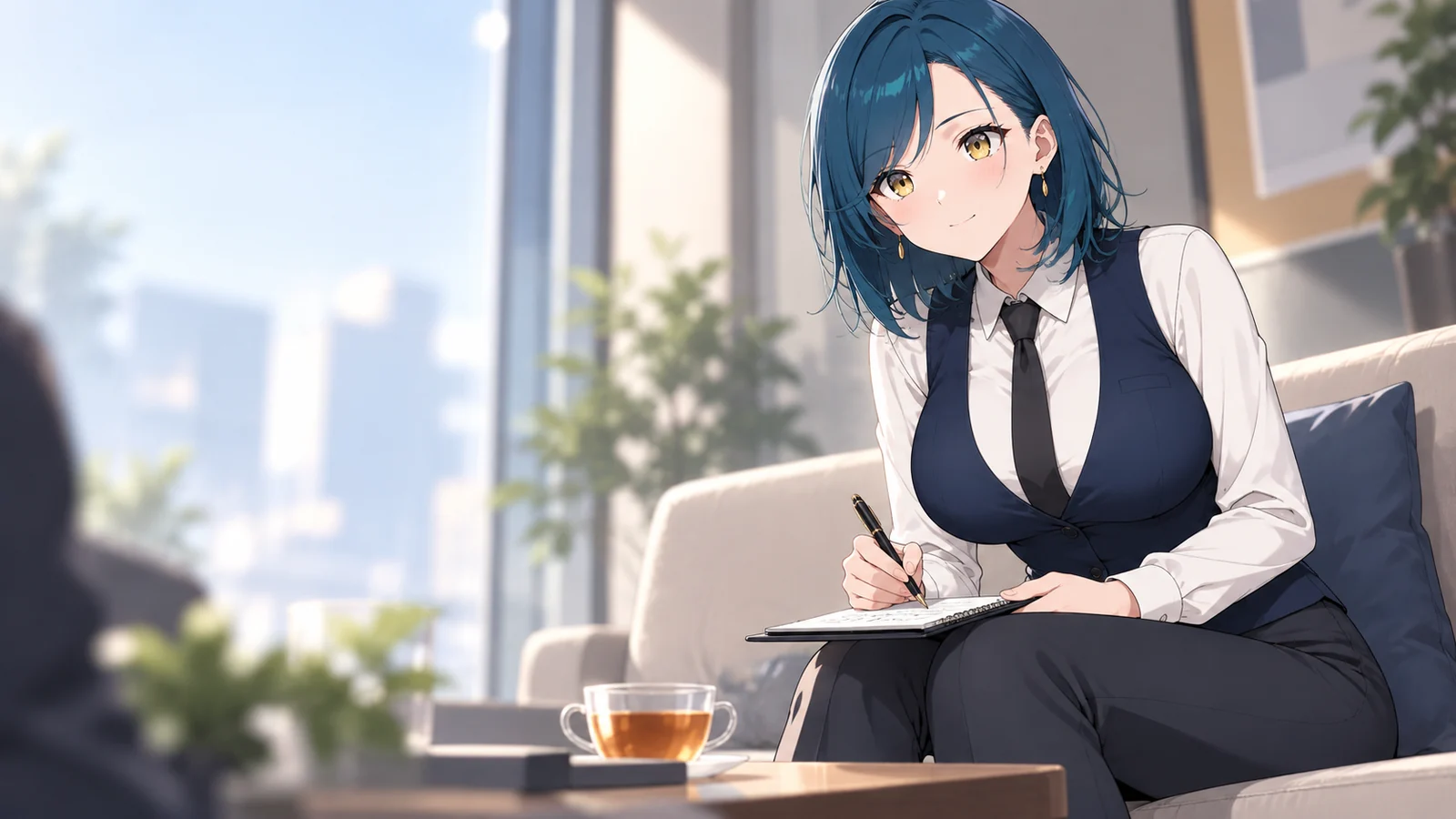 アイが仕事をしている場面のイラスト