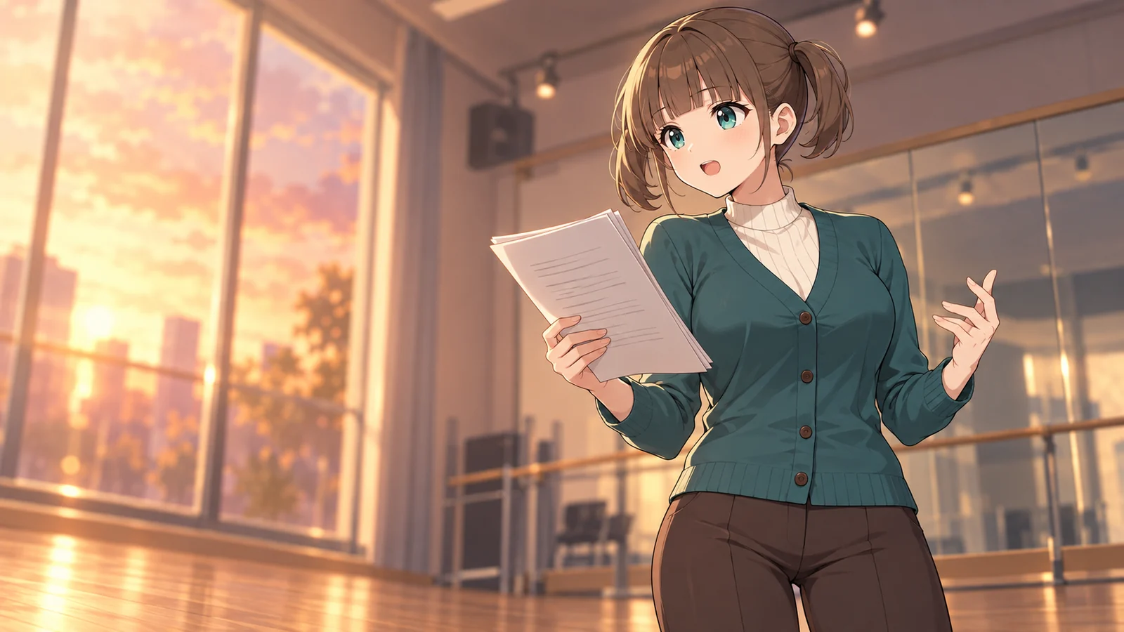 エリが仕事をしている場面のイラスト