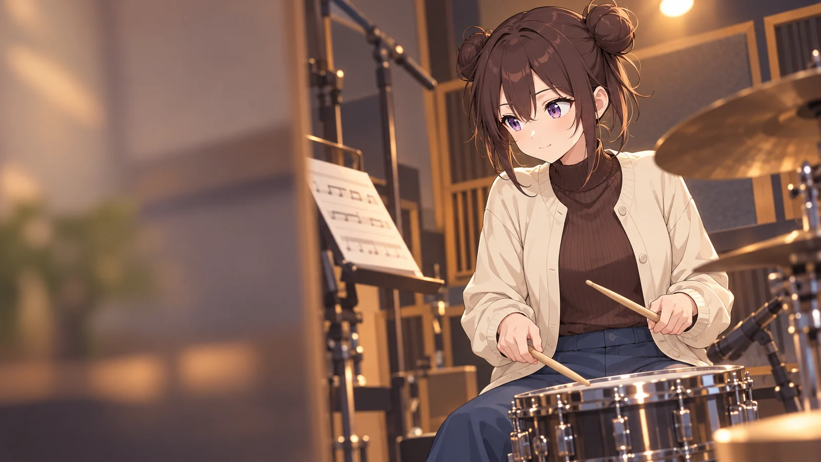 ヒバリが仕事をしている場面のイラスト
