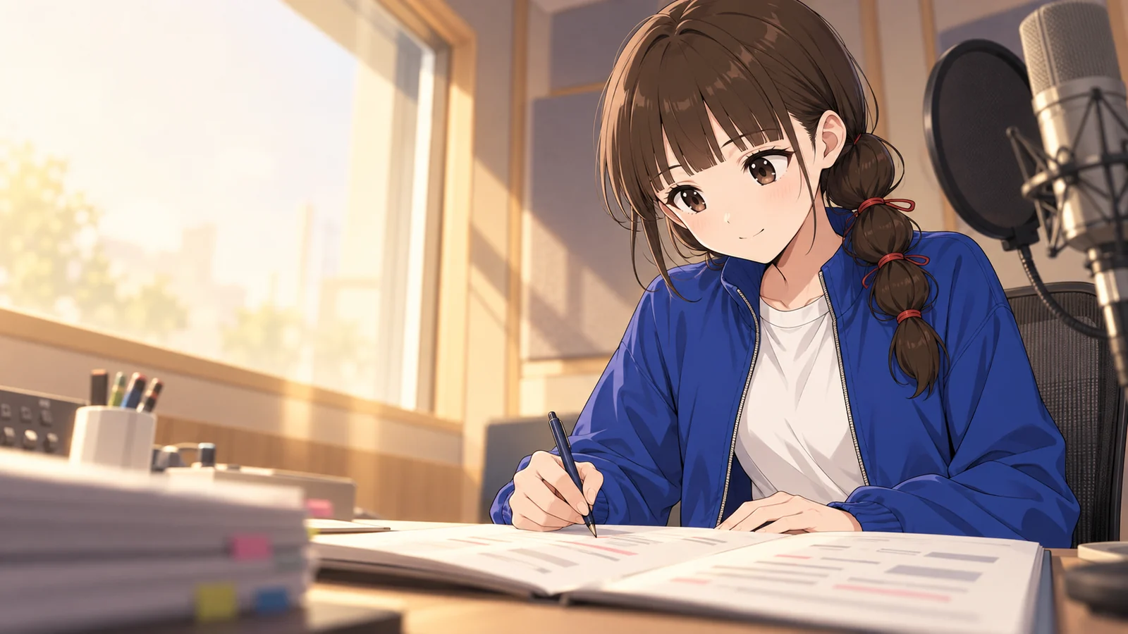 ヒロコが仕事をしている場面のイラスト