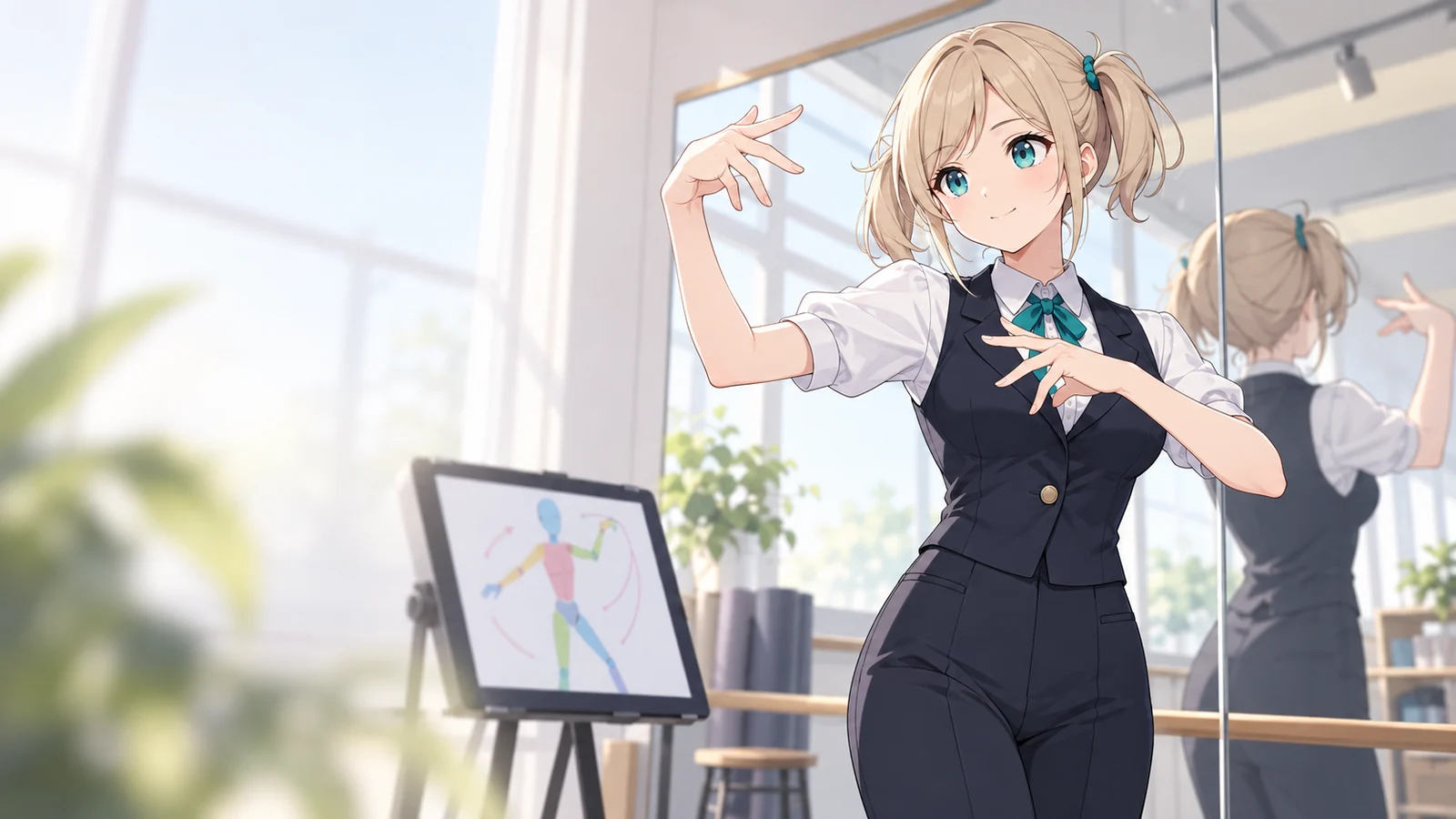 カノンが仕事をしている場面のイラスト