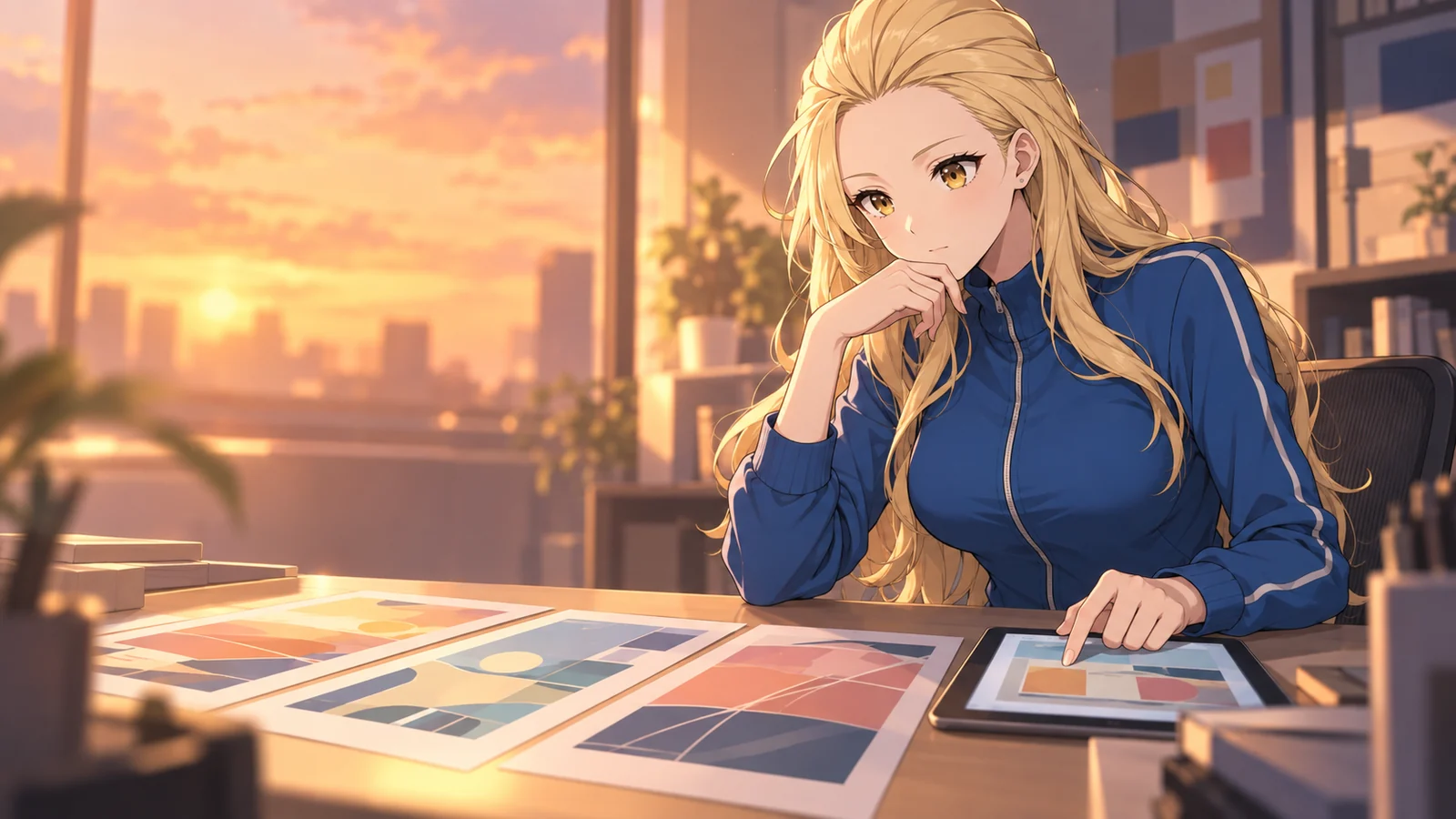 キスミが仕事をしている場面のイラスト