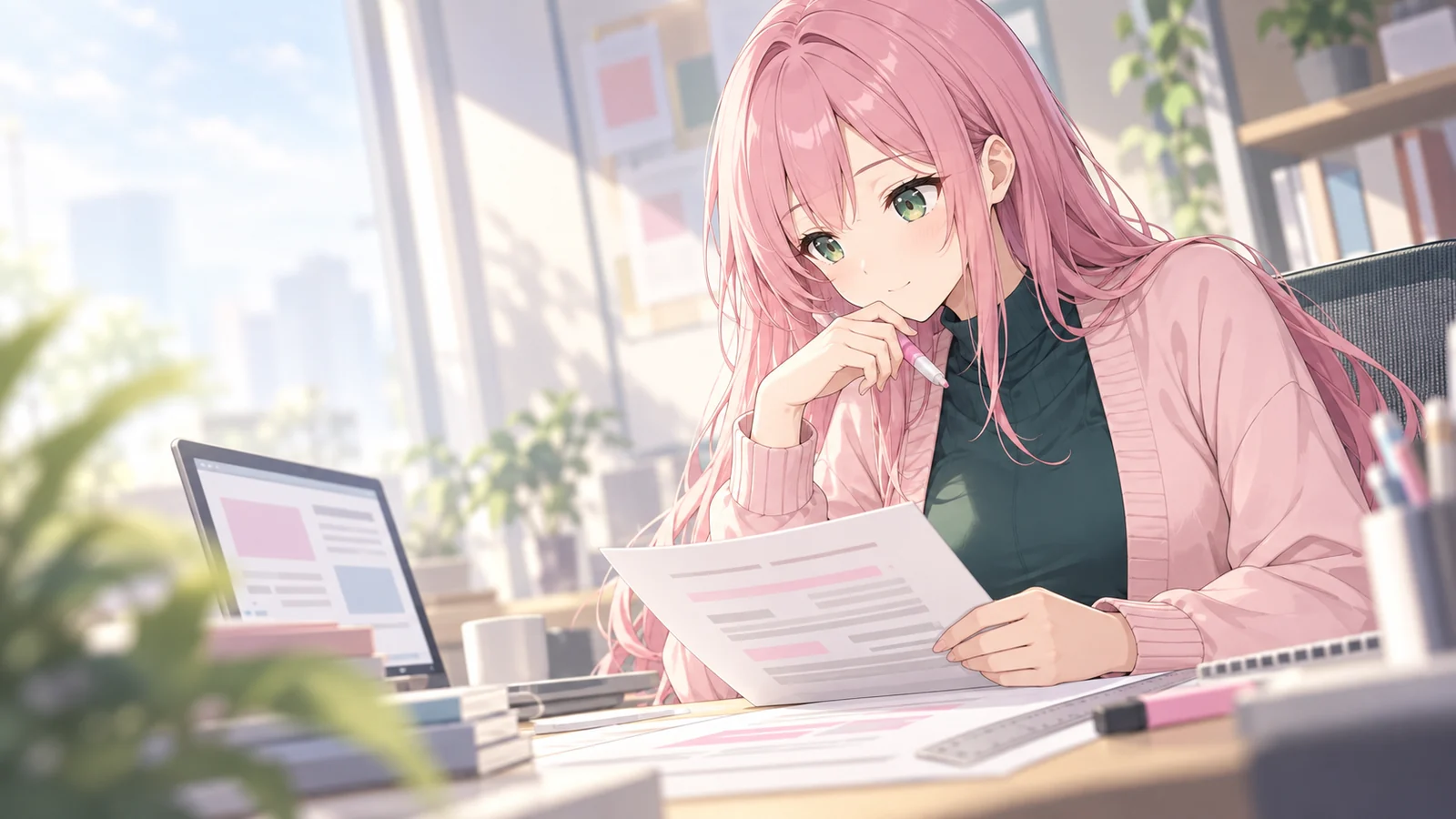 ミイが仕事をしている場面のイラスト