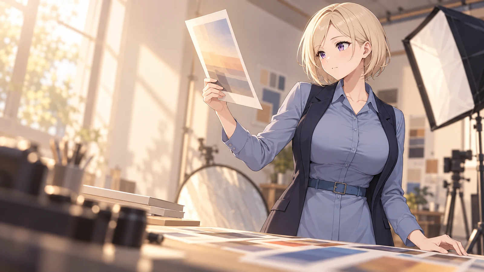ミキが仕事をしている場面のイラスト