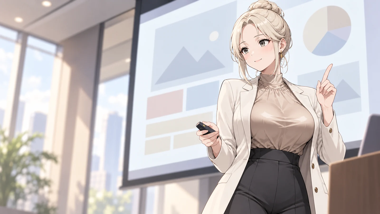 モカが仕事をしている場面のイラスト