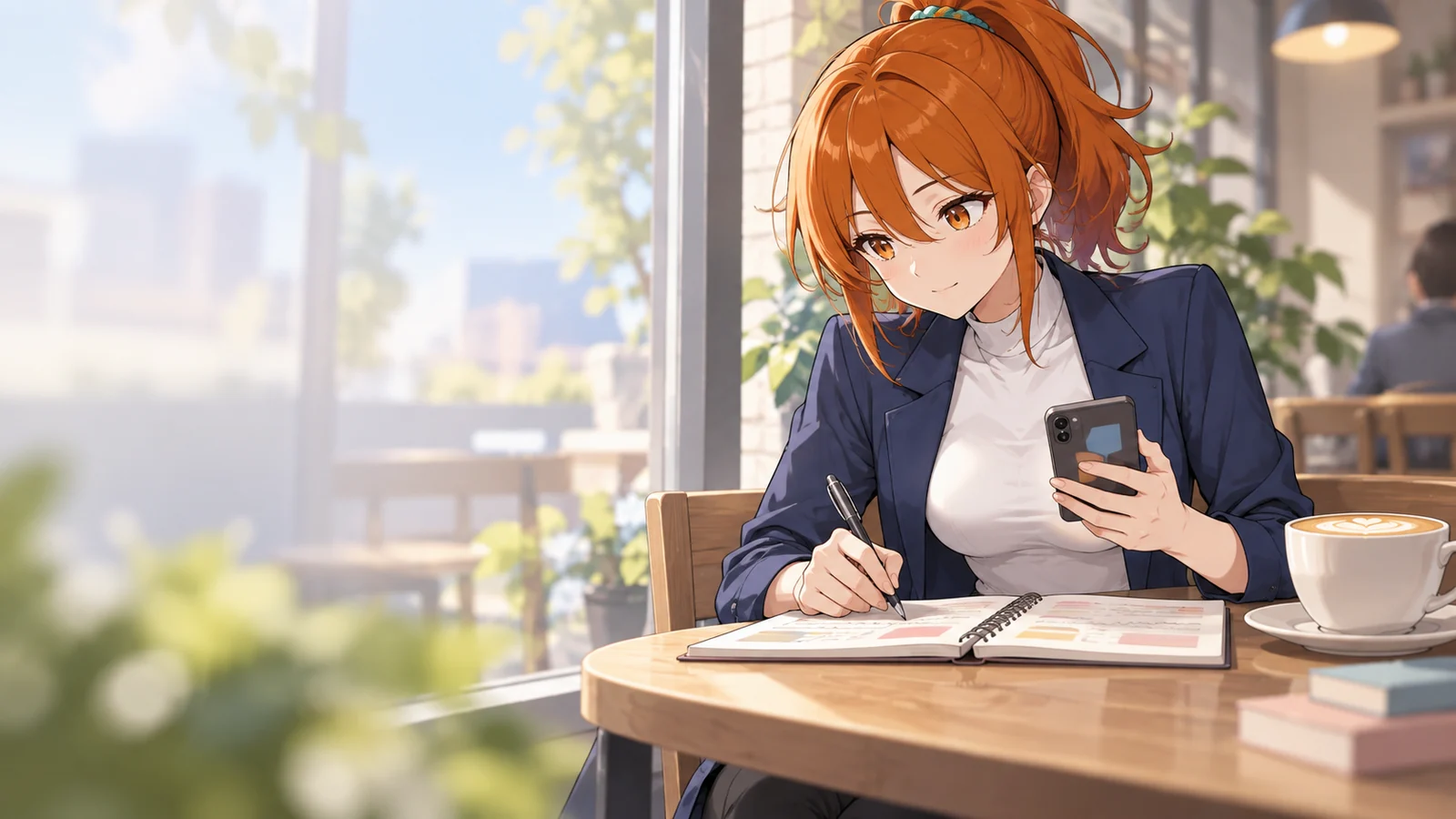 ナナが仕事をしている場面のイラスト