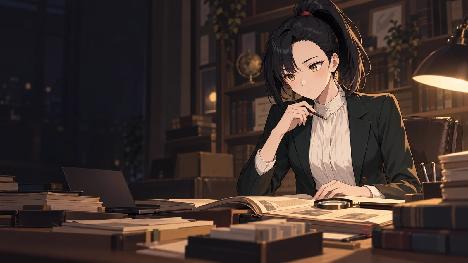 リセが仕事をしている場面のイラスト